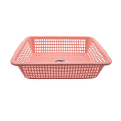 Plastic Washing Basket(38*28.2*9.8CM) in pink, perfect for laundry and organizing household items.