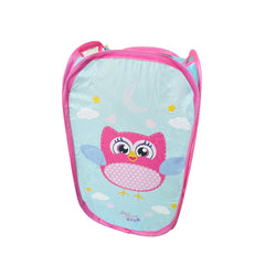 Foldable Fabric Hamper(32*29*49CM) with cute owl design and vibrant colors for kids' room.
