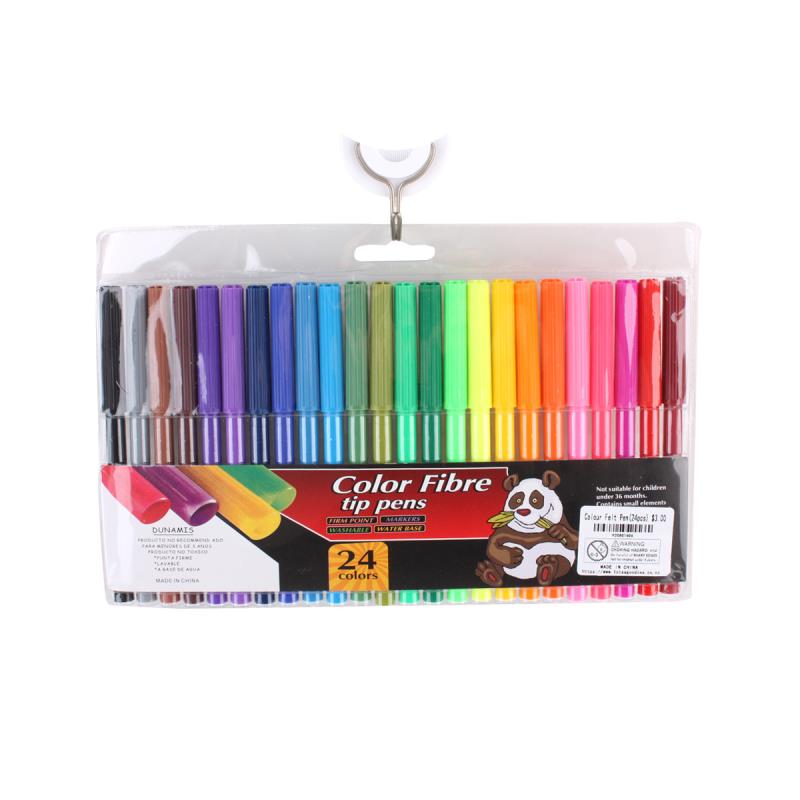 Colour Felt Pen(24PCS) packed in a clear storage case, featuring 24 vibrant colors for art projects and school use.
