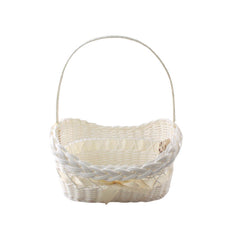 White Plastic Woven Basket with Handle(23*17*23CM)