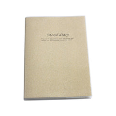 Glitter Note Pad(A7/8.5*10.5CM) featuring a shimmering gold cover with the words 'Mood diary' printed on it.