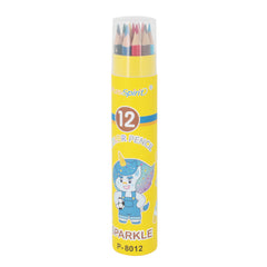 12 Colour Pencil(P-8012) pack in a sturdy tube with vibrant colors ideal for kids and creative fun.