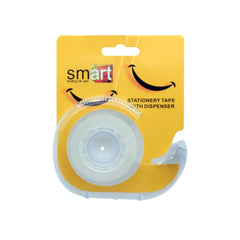📝 Stationery Tape with Dispenser – 1.8cm × 25m in clear packaging, ideal for home, office, and school use.