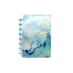 A5 Note MB notebook with blue marbled cover, featuring 'NOTES' text, perfect for on-the-go note-taking.