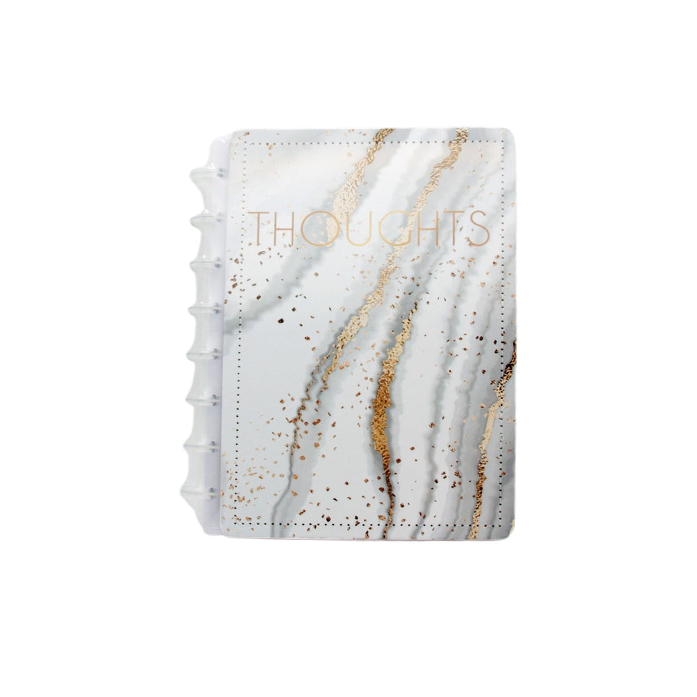Stylish A5 Note MB notebook with marble pattern and gold lettering for note-taking