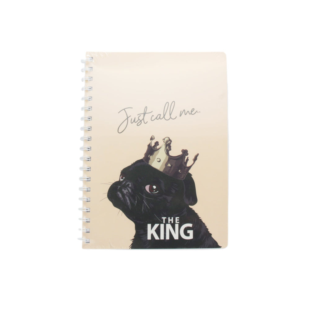 B5 Note AM featuring a cute dog in a crown with the text 'Just call me. THE KING' on the cover.
