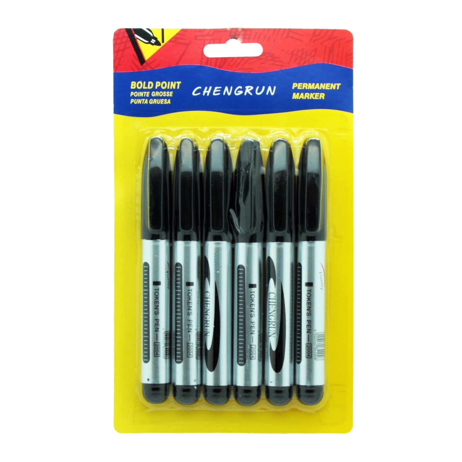 Permanent Markers – 6-Pack Black in bold packaging with six durable fine tip markers for labeling and crafting.