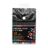 Fine Pen(12PCS) packaging featuring 12 vibrant fine-liner pens in various colors for precise writing and drawing.