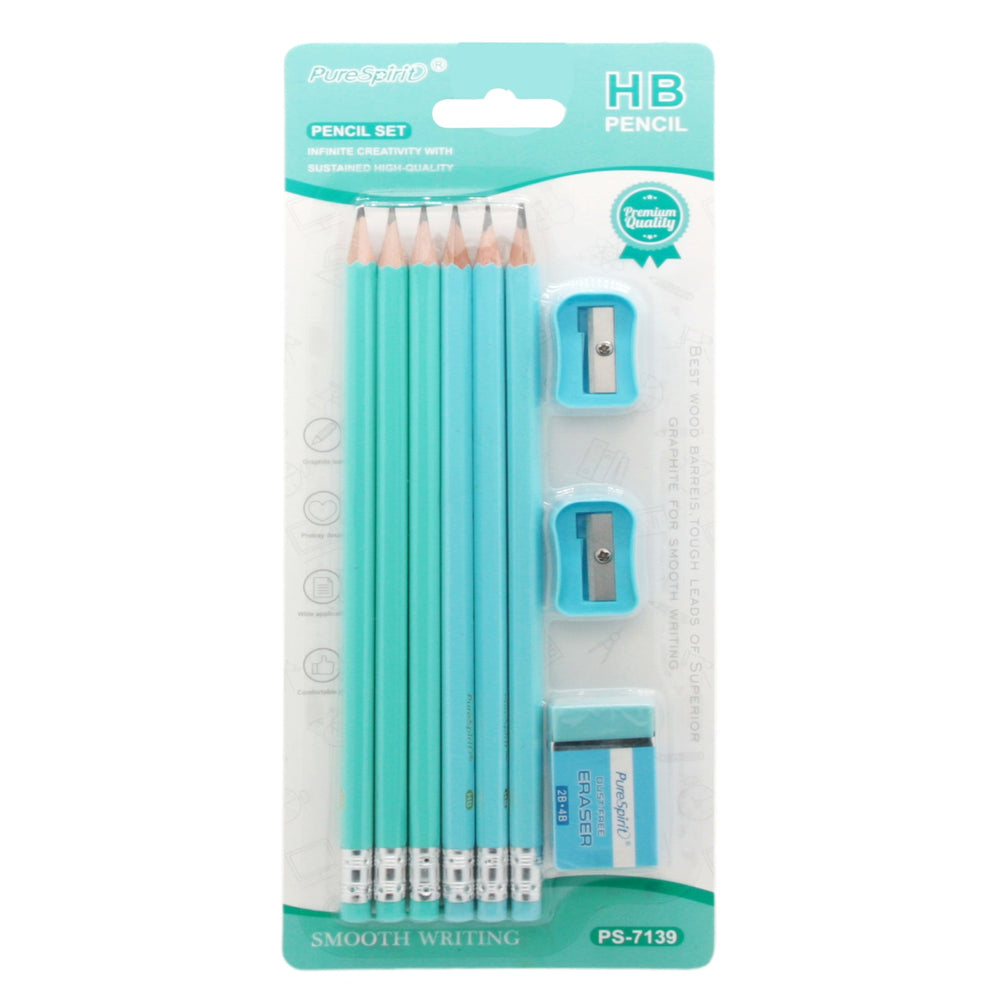 Pencel Set(6PCS) includes 6 HB pencils, sharpener, and eraser, perfect for school or office use.