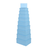 10PCS Light Blue Colour Gift Box Whole Set stacked for elegant storage and stylish gifting.