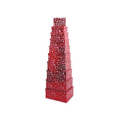 10PCS Red SY Deer Gift Box Whole set stacked in a decorative display.