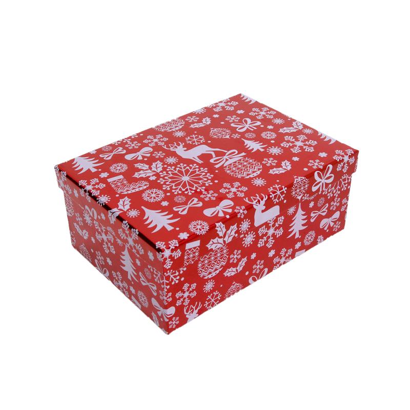 3/10 Gift Box Red SY Deer (33*25.5*14.5CM) featuring festive holiday designs in red and white.