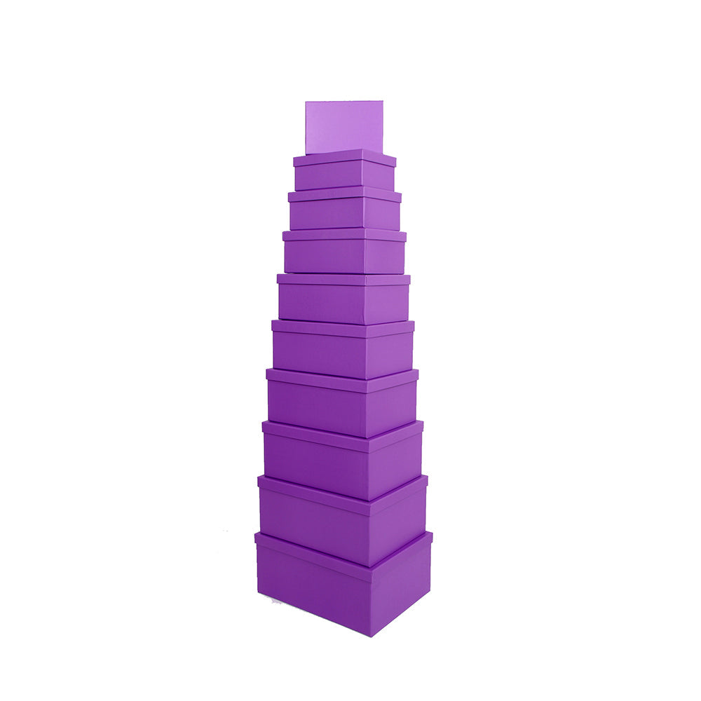 10PCS Dark Purple Colour Gift Box Whole Set stacked in a pyramid shape, perfect for gifts and presents.