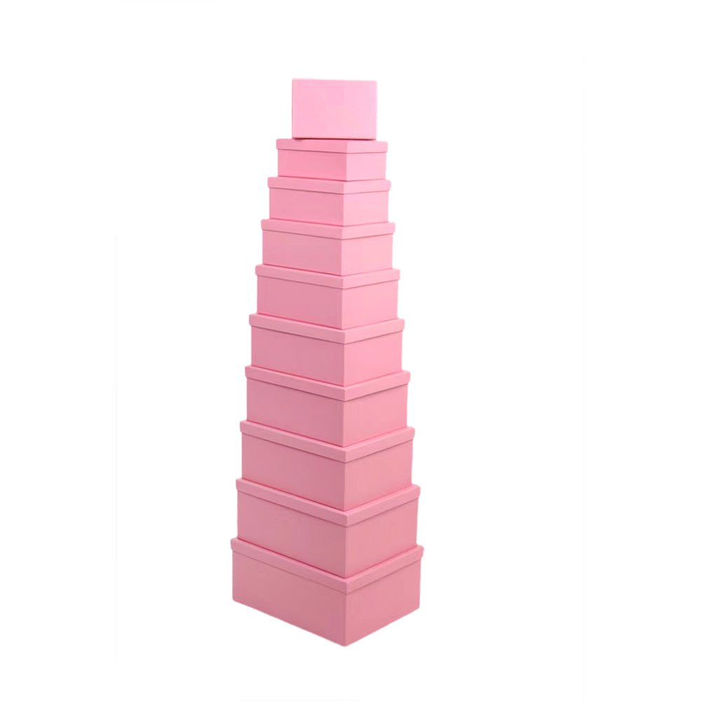 10PCS Light Pink Colour Gift Box Whole Set stacked in a pyramid shape, ideal for gifts and special occasions.