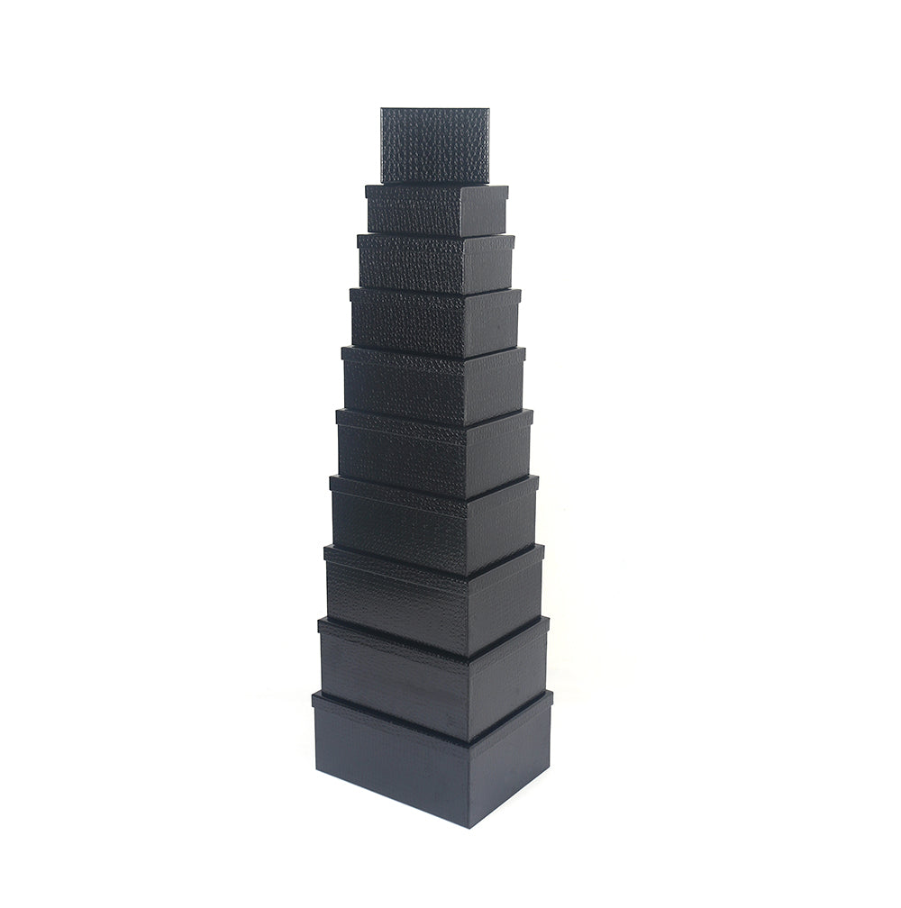 Black Leather-Look Gift Box – Whole Set (10 Boxes)