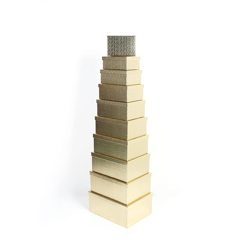 10PCS Gift Box Gold Lethr Lk Whole Set stacked in a stylish design, ideal for luxurious gifting.