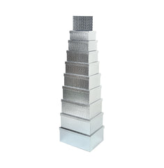 10PCS Gift Box Silver Lethr Lk Whole Set stacked in a visually appealing arrangement.