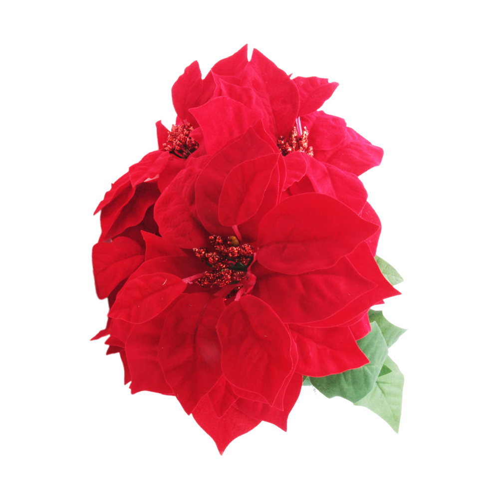 Christmas Poinsettia 5 Heads – Red & Cream Artificial Flower Bunch Decoration featuring vibrant red blooms.