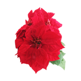 Christmas Poinsettia 5 Heads – Red & Cream Artificial Flower Bunch Decoration featuring vibrant red blooms.