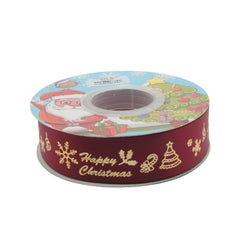X-mas Ribbon w Pattern(2.5CM*22M) featuring festive designs and colors for holiday decorating.