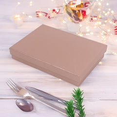 4/10 Gift Box Thin FBTX Gold(40*30.5*8.3CM) in a luxurious setting with festive table decor.