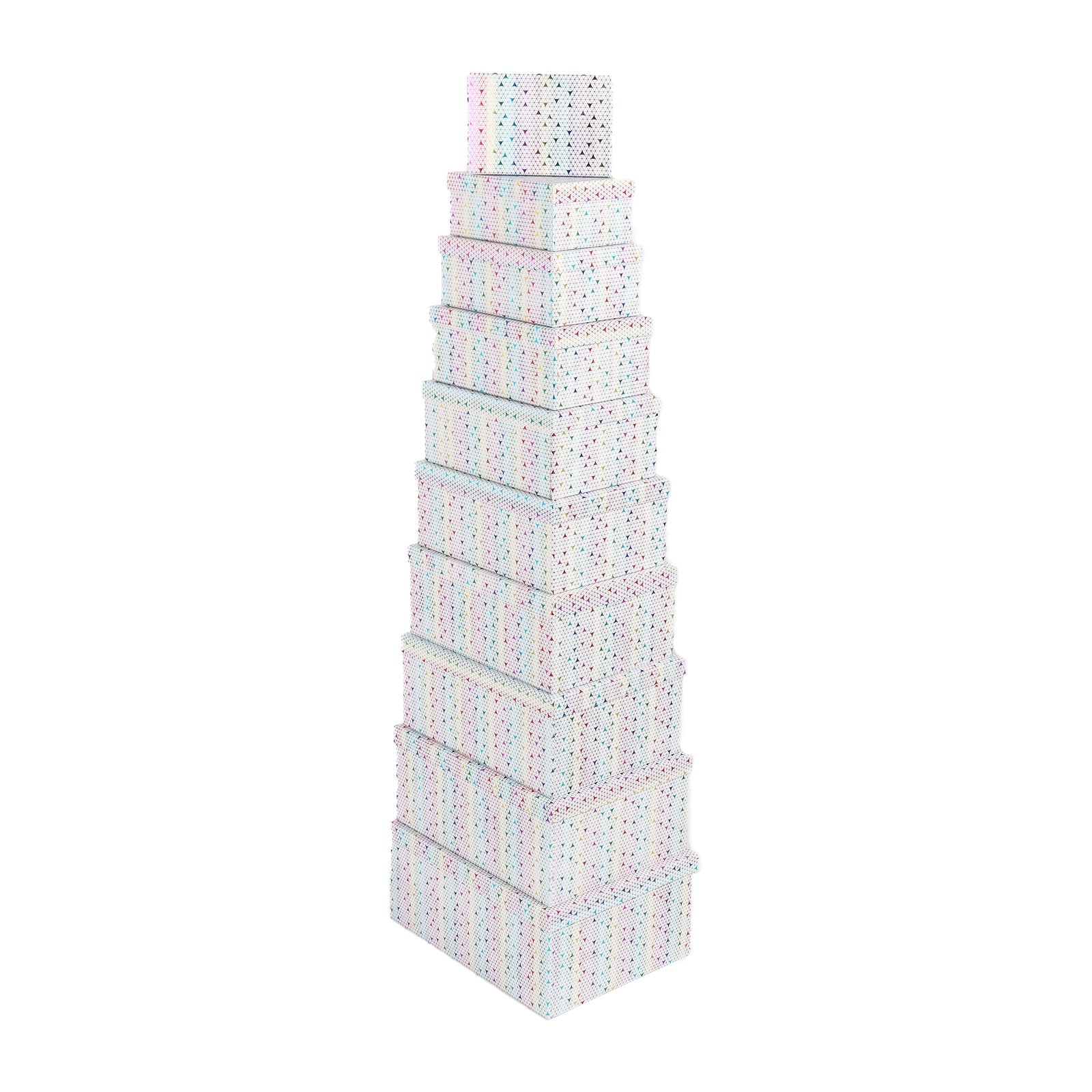 10PCS Sparkle Gift Box W. Gift Box Whole Set stacked in vibrant rainbow glitter design.