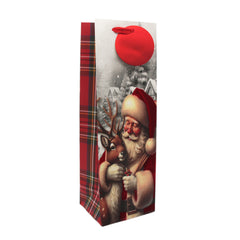 X-mas Wine Bag Santa SP(36*12*10CM/M994) featuring Santa and reindeer in a festive design