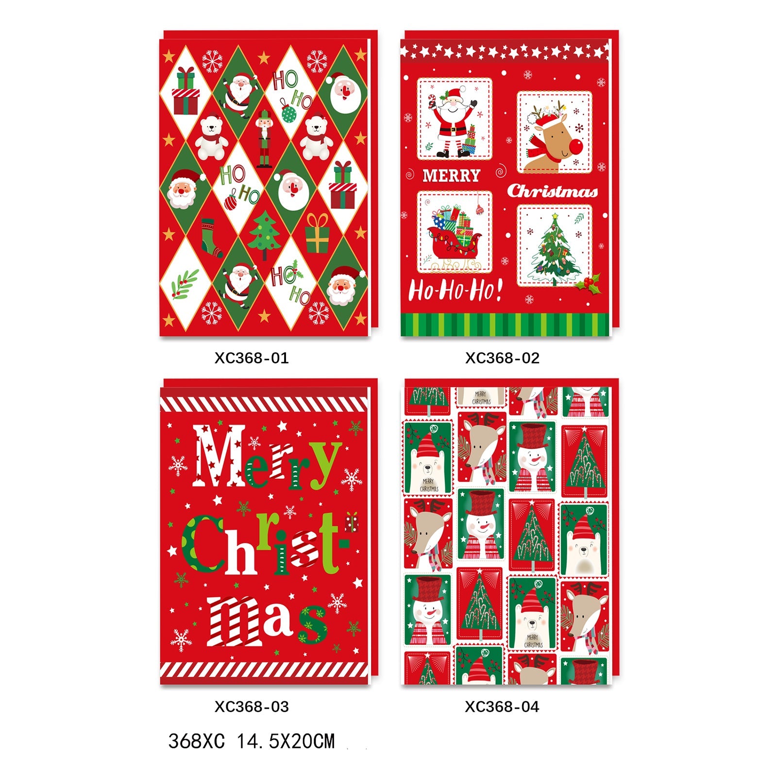 X-mas Melody Card(XC368) featuring festive holiday designs and random patterns for Christmas greetings.