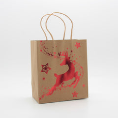 X-mas Craft Gift Bag(15*17*8CM/9182S) featuring a red reindeer design on a brown background.