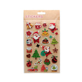 Colorful Christmas Sticker(P235) set featuring Santa, trees, gifts, and holiday decorations on a festive sheet.