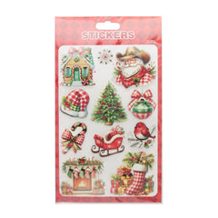 Colorful Christmas Sticker(1035) sheet featuring festive designs like trees, Santa, and ornaments.