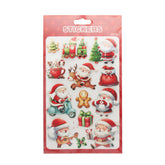 Colorful Christmas Sticker(1035) sheet featuring Santa, reindeer, gifts, and festive holiday decorations.