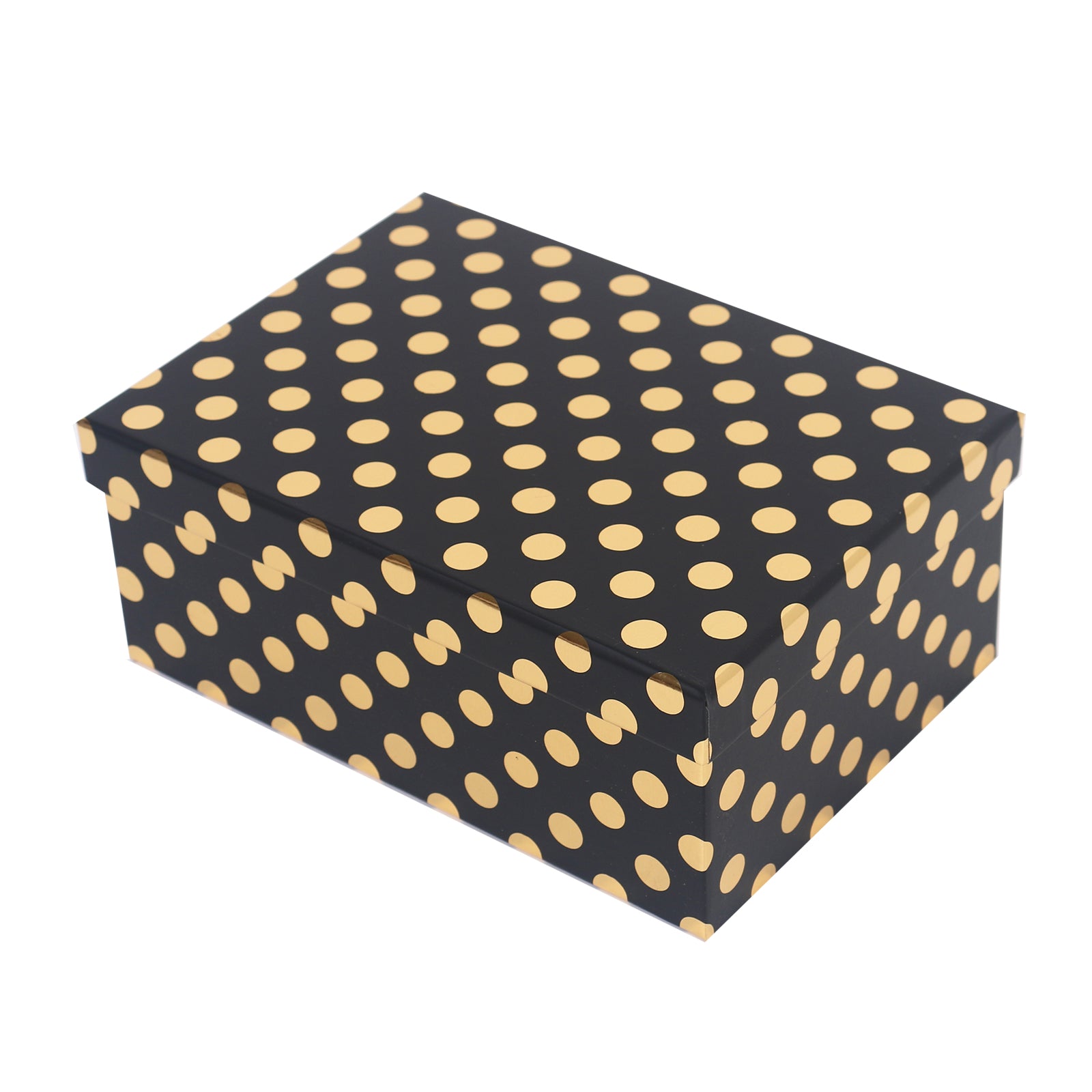 9/10 Gold Dot Black Gift Box(21*15*8.5CM) with a stylish polka dot pattern for elegant gifting.