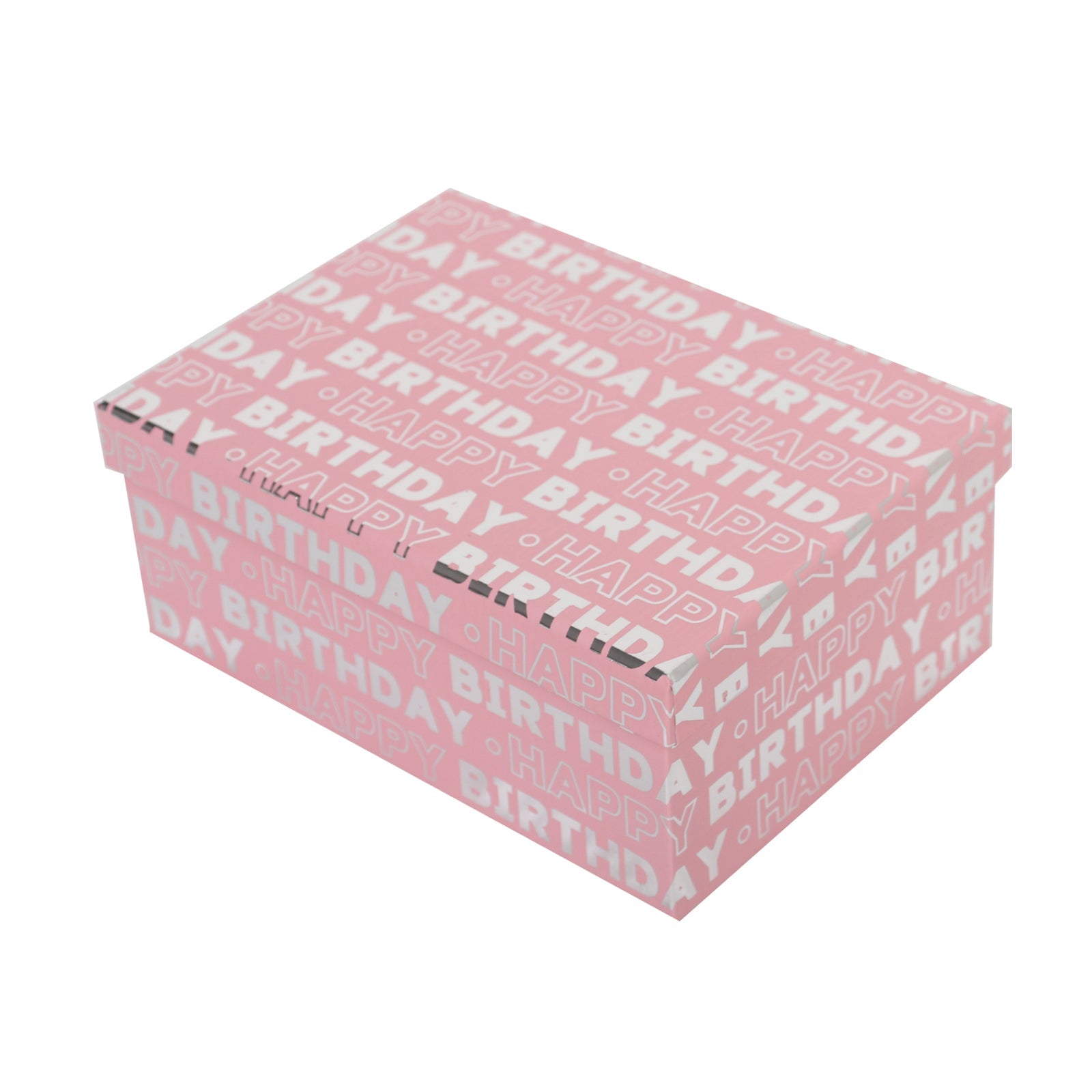 4/10 Silver Birthday Pink Gift Box(31*23*13.5CM) with happy birthday print design.