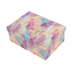 6/10 Gold Feather Purple Gift Box(27*20*11.5CM) featuring a colorful feather design, perfect for gifts.