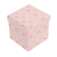 2/10 Gold Pattern Pink Gift Box(24.5*24.5*24.5CM) with floral design and pink patterns.