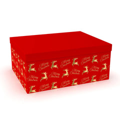 9/10 Red Reindeer Gift Box(21*15*8.5CM) with festive reindeer and Christmas design