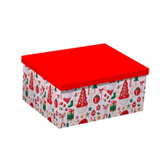 7/10 White Christmas Icons Gift Box(25*18*10.5CM) with festive patterns and a red lid.