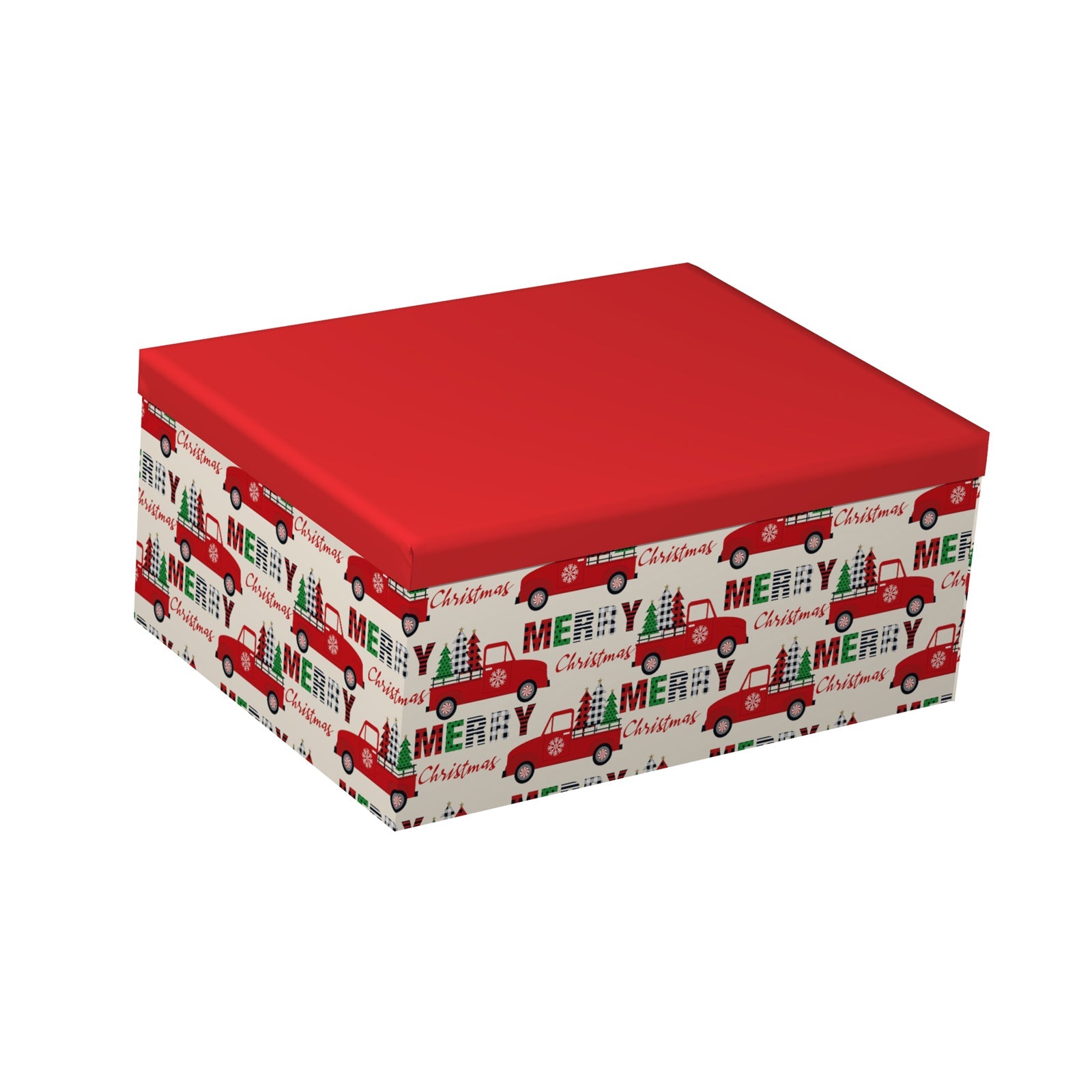 3/5 Red Truck Christmas Gift Box(22.5*16*9.5CM) with festive red and green truck design.