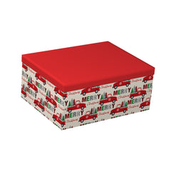 4/5 Red Truck Christmas Gift Box(20.5*14*8.5CM) with festive design and red lid.