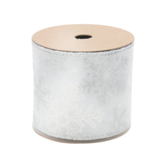 S&W Christmas Wired Ribbon(6.3CM*3YDS) featuring snowflake design on white background.