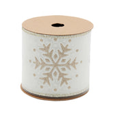 Deluxe Gold Holiday Ribbon(6.3CM*3YDS) with snowflake design on a white background, perfect for festive decorations.