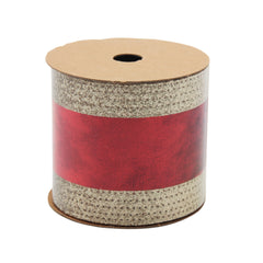 Classic Red & Gold Christmas Ribbon(6.3CM*3YDS) on a roll for festive decor and gift wrapping.