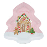 Christmas Tin Tree Plate(25.8*25CM) featuring a gingerbread house design and festive decorations.