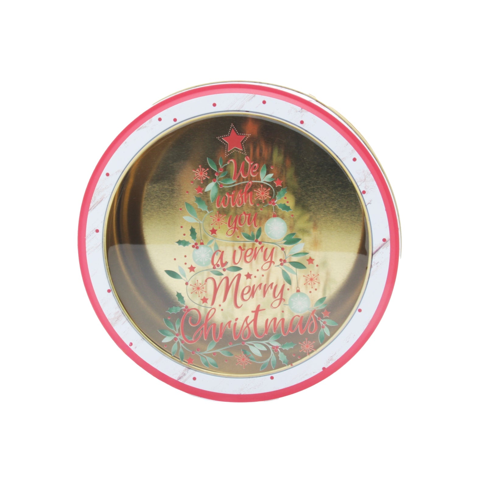 Round TL Christmas Tin Box(16.8*5.6CM/S) with festive design for holiday gifting and decorations.