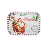 Christmas Metal Tray(25/40*28.5CM) featuring a vintage Santa design with festive colors.