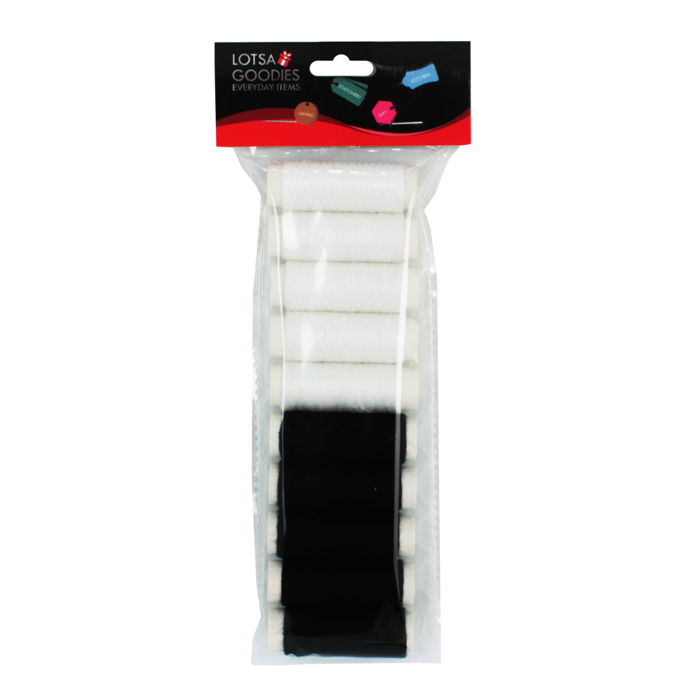 Sewing Thread (W/B) assortment featuring white and black spools for various sewing projects