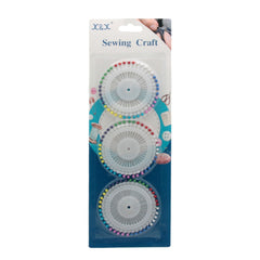 3-Pack Pearlized Pin Discs in packaging, ideal for sewing and crafting projects.