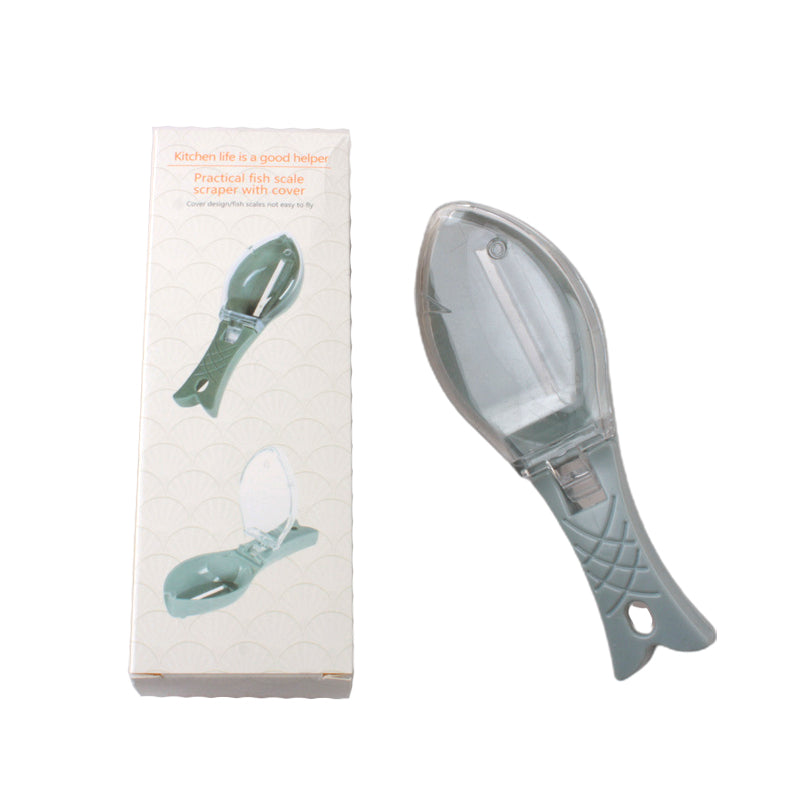 Fish Scale Scraper with cover in practical design includes packaging for effective kitchen use.