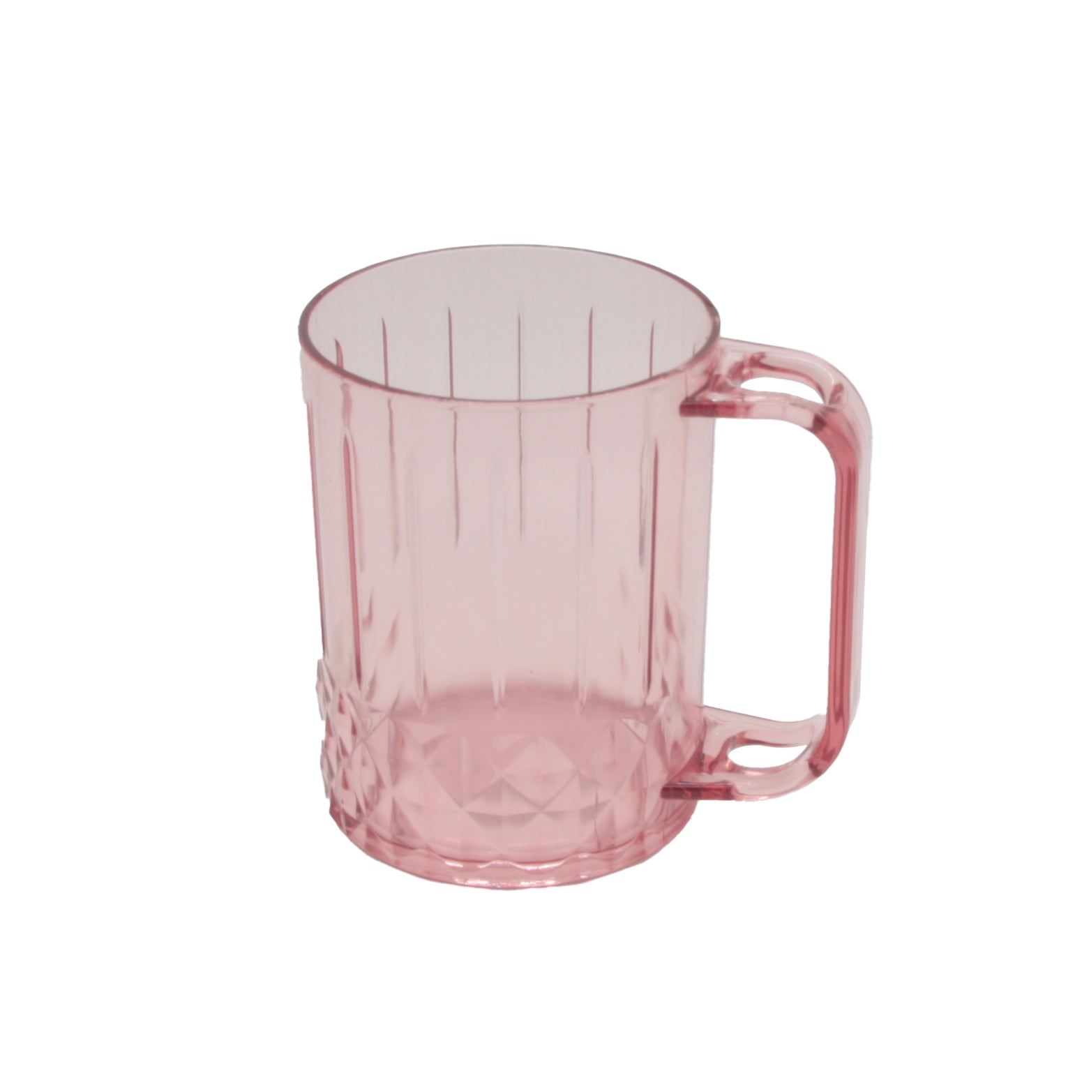 Clear Plastic Mug in soft pink for daily use, perfect for drinks at home or outdoors.